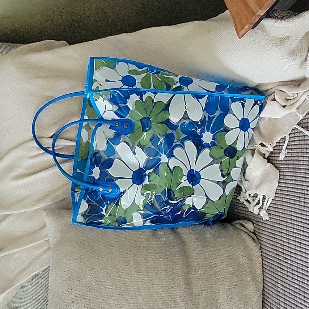 Vintage 60s Vinyl Floral Tote